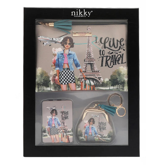 NIKKY 3PC GIFT SET I LIVE TO TRAVEL