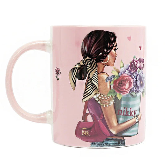 NIKKY CERAMIC MUG WITH BUNNY KEYCHAIN FLOWER DAY