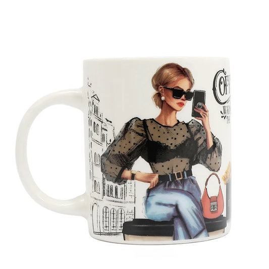 NIKKY CERAMIC MUG WITH BUNNY KEYCHAIN URBAN COFFEE DREAM