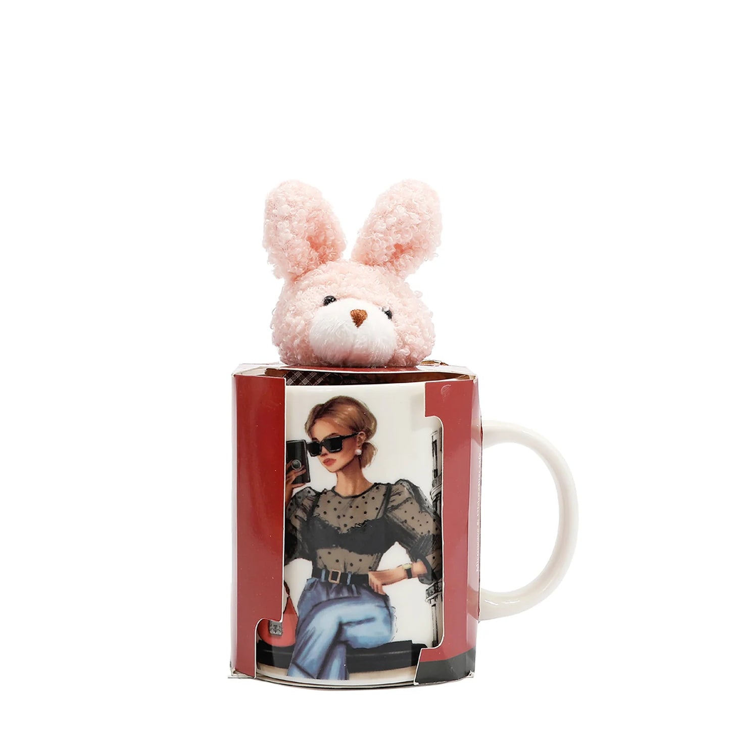 NIKKY CERAMIC MUG WITH BUNNY KEYCHAIN URBAN COFFEE DREAM