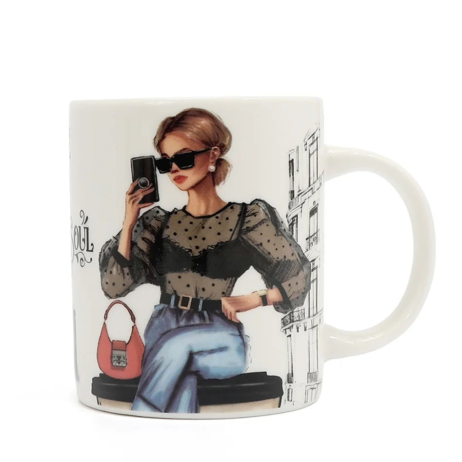 NIKKY CERAMIC MUG WITH BUNNY KEYCHAIN URBAN COFFEE DREAM
