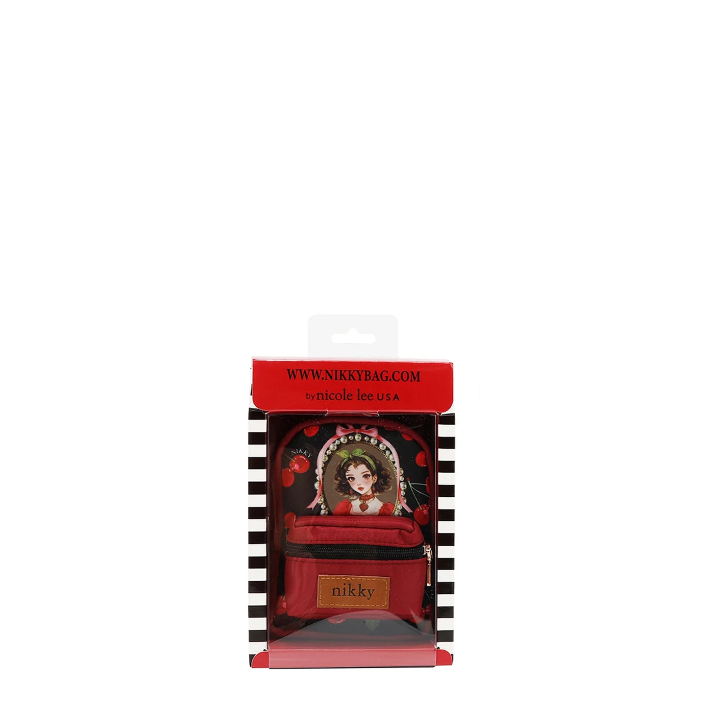 MINI BACKPACK COIN POUCH CHERRY LIPS BLACK