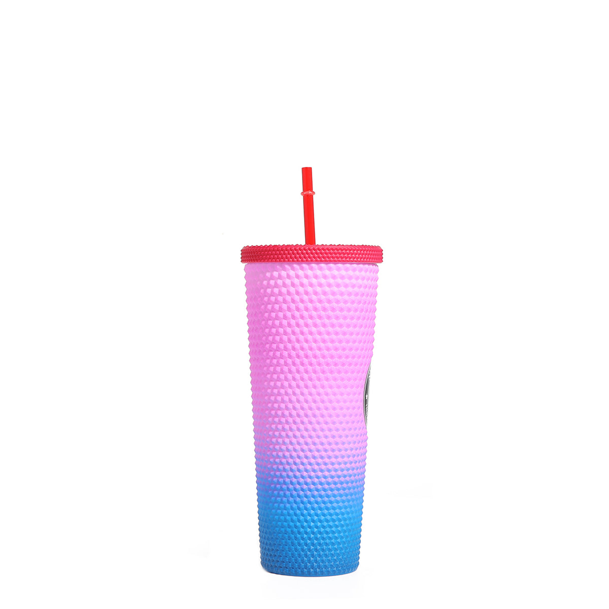 24 OZ STUDDED TUMBLER WITH STRAW LADY IN BLACK