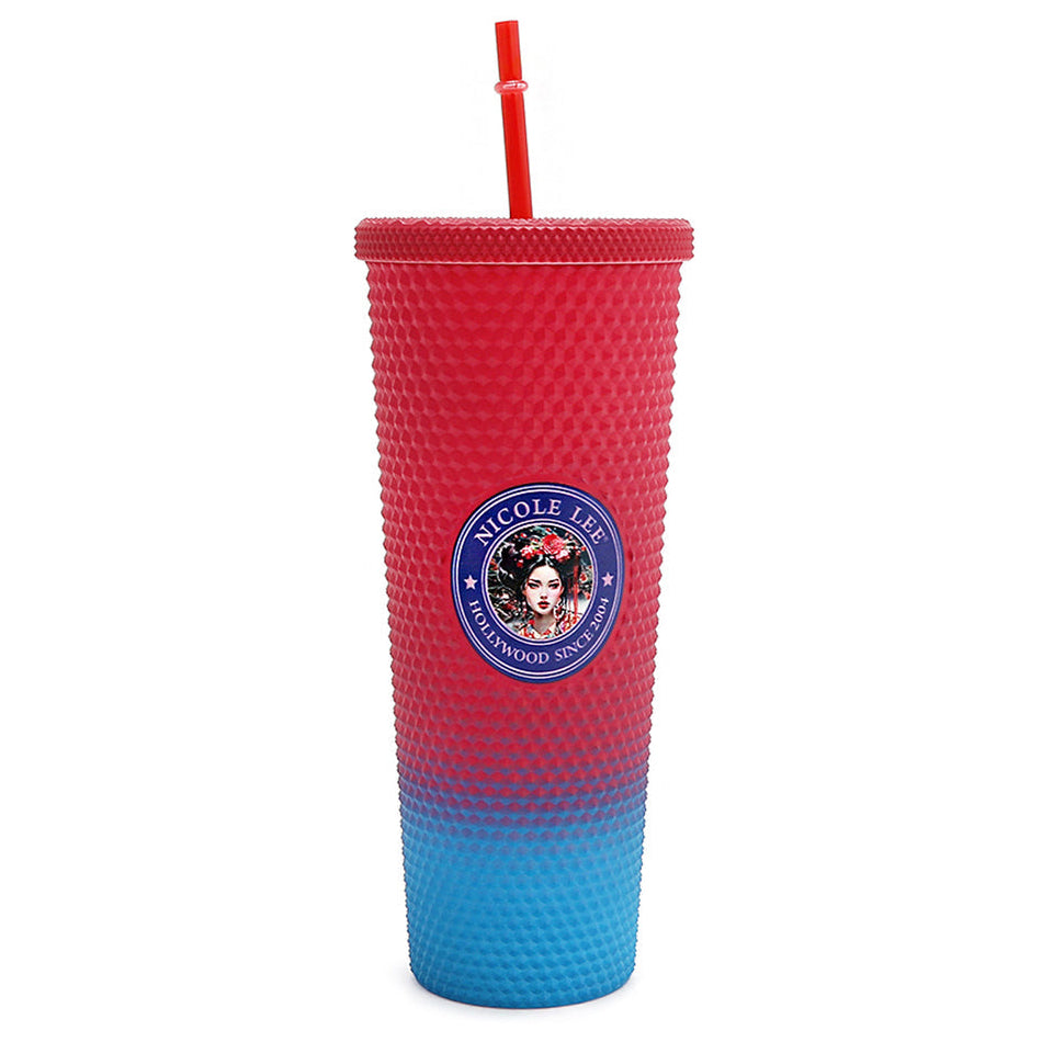 24 OZ STUDDED TUMBLER WITH STRAW AKIKO LA BELLEZA