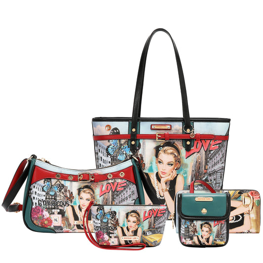 SABINA IMAGINES 5PC SET (SHOPPER BAG, CROSSBODY, POUCH, COINPURSE, WALLET)